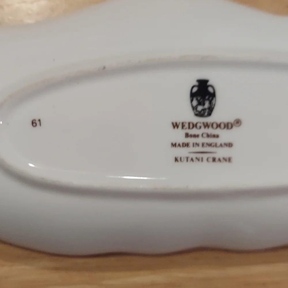 Rare Vintage Wedgwood Kutani Crane Gold Trim Narrow‎ Leaf Tray